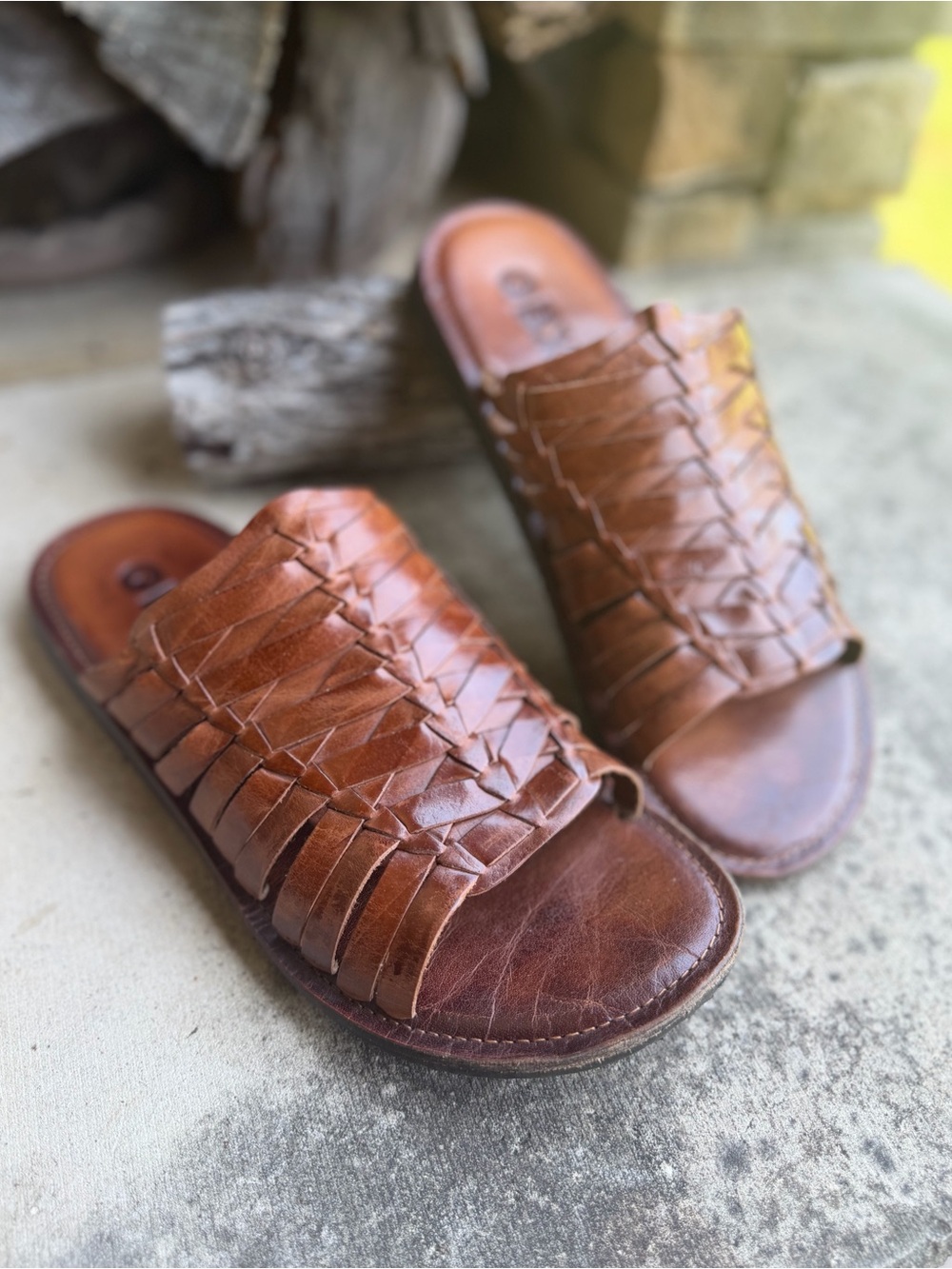 Men's Brown Leather Woven Slide Sandals by GBX. Sz-8.5.    F